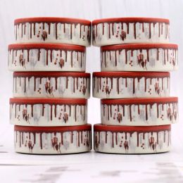 Tape 2022 NIEUW 10PCS/Lot 15 mm*10m Halloween Blood Handafdruk Decoratieve botwashi Tape Scrapbooking Maskering Tape School Office 2016