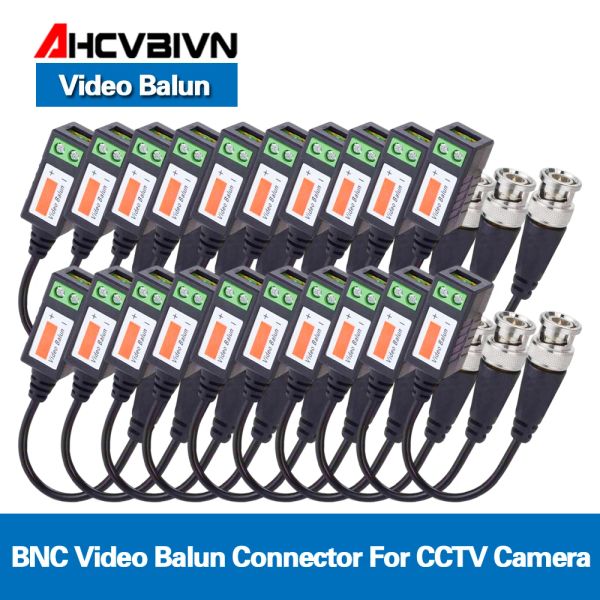 Tape 20pcs (10 paires) coax cat5 caméra cctv passive bnc balun to utp transcriv