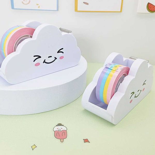 Dispensador de cinta Washi de corte bonito, Rainbowholder, escritorio para niños de dibujos animados, novedad, suministros de papel para mesa de herramientas, adhesivo de papelería