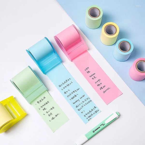 Distributeur de ruban adhésif en papier Fluorescent, bloc-Notes autocollant, Kawaii, papeterie coréenne, peut déchirer, cadeau pour enfant