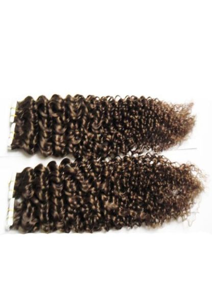 Extensions de cheveux humains à bande adhésive 40 pièces cheveux bouclés crépus européens fabriqués à la Machine cheveux Remy sur bande adhésive trame de peau Invisible 100g3820087