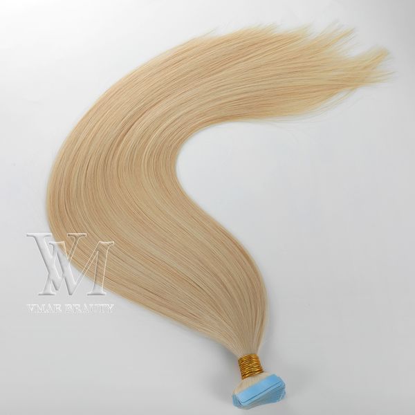 Russe VMAE Blonde Couleur Naturelle 12 à 26 Pouces 100g Droite Double Dessiné Vierge Extension de Cheveux Humains Bande dans