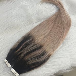 Bande dans l'extension de cheveux cheveux humains noir décoloration au blond cendré Ombre bande ins Extensions 100g/40 pièces