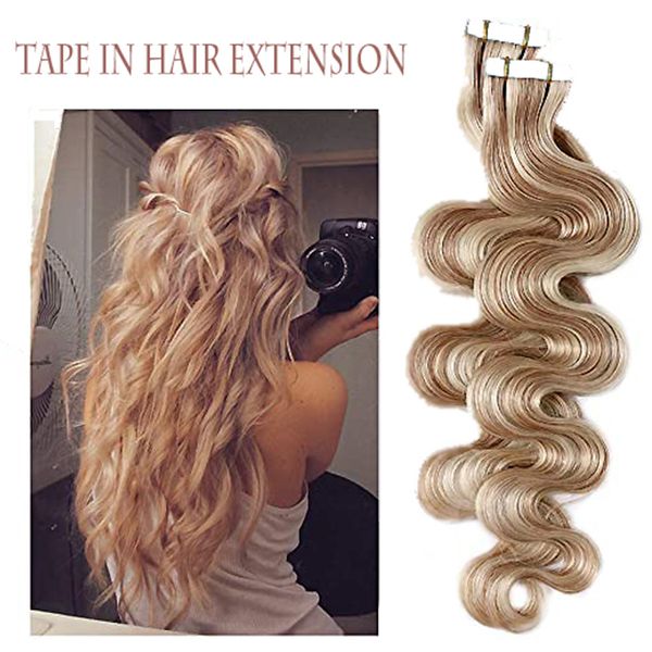 Bande dans les extensions de cheveux Remy cheveux humains sans couture peau Trame cheveux raides 50g / Paquet 14 pouces à 24 pouces