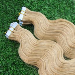 Tape in Human Hair Extensions 100g Body Wave Tape in haar 40 stks Huid inslagband Hair Extensions