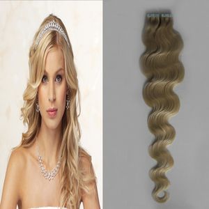 Tape in Human Hair Extensions 100G Tape Menselijk Hair Extensions 40 Stks Remy European Body Wave Hair Alle kleuren