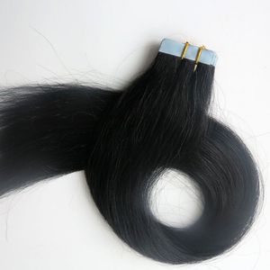 50g 20 pièces colle peau trame bande dans les Extensions de cheveux brésilien indien cheveux humains 18 20 22 24 pouces #1/noir de jais