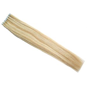 Cinta en extensiones de cabello humano 40 piezas P27 / 613 Color de piano Rubio Cabello brasileño Cinta de trama de la piel Extensiones de cabello 100g cinta doble dibujada en