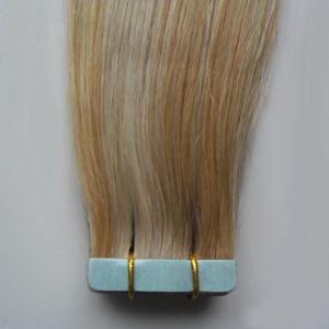 Tape in Human Hair Extensions 40 stks Dubbelzijdige tape Haar 100g Machine MADE REMY HAAR OP SLIJFSPAATSELE PU HUIMS WEFT ONVISIBLE