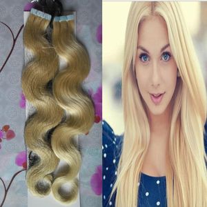 Tape in Human Hair Extensions 200g 80 stks Blonde Braziliaanse Haar Body Wave Skin Cheft Tape Hair Extensions