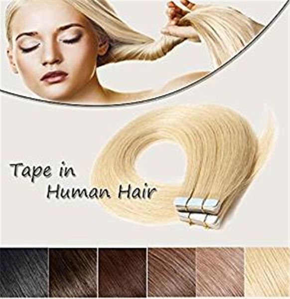 Cinta en extensiones de cabello humano Bleach Blonde 613, largo, recto, sin costuras, trama de piel, cintas invisibles de doble cara, pelos reales 1009119811