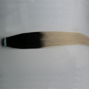 Tape in Human Hair Extensions Ombre Kleur 2,5 g per stuk 40 stuks 100% echte Remy Straight Invisible Skin Cheft PU-tape op hair extensions