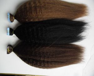 Bande dans les extensions de cheveux humains couleur pure crépus droite 40 pcs yaki grossier Invisible Strong rubans adhésifs machine Remy extensions de cheveux