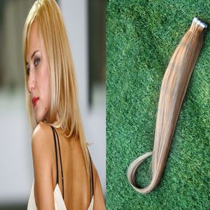 Tape in Human Hair Extensions Skin WallSt Tape Naadloze P8 / 613 Gebruik van Human Hair Straight 40 stks 100g Blonde tape Menselijk Haar