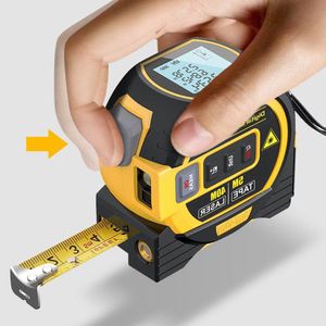 Tape Measures 3 in1 Laser Rangefinder 5m Tape Measure Ruler LCD Display with Backlight Distance Meter Building Measurement Device 230516