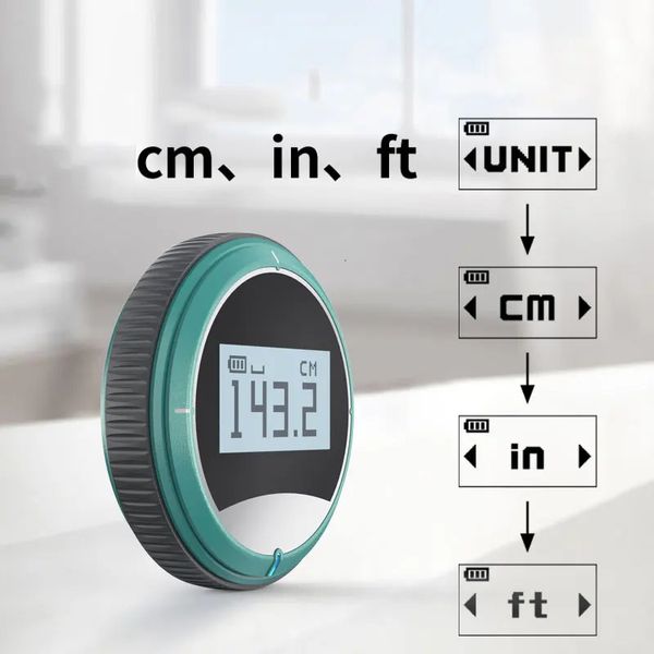 Mètre à ruban Ruban à mesurer numérique électronique de 324 pieds avec écran LCD Règle numérique Petit outil de mesure de roulement longue distance intelligent 231207