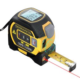 Cinta métrica 3 en 1 Telémetro láser LCD 5 m Cinta métrica Regla Medidor de distancia Dispositivo de medición de edificios Volúmenes de área Equipo de topografía 230516