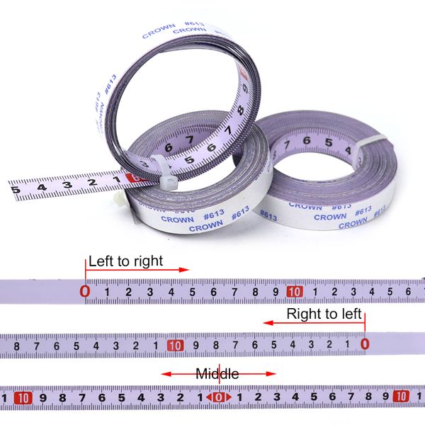 Rubans à mesurer Mesure auto-adhésive Règle en acier Échelle métrique 1M-5M Longueur pour T-track Routeur Scie à table Ménage Outils de mesure 230227