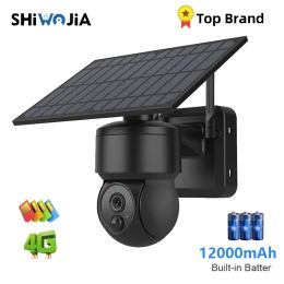 Cinta shiwoji wifi/4g SIM Solar Camera Seguridad Al aire libre CCTV 12000MAH Batería IP66 INALLA DE TALLER 2 CAENAS