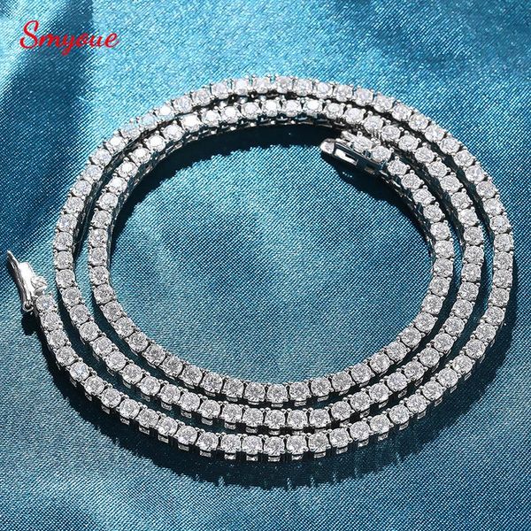 Cinta Smyoue 3/4/5mm 100% collar de moissanita para mujeres y hombres, collar de tenis de diamantes de laboratorio brillante, cadena de plata esterlina Sier Gra