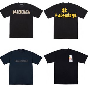 Tipo de cinta Camiseta Ajuste medio en negro Jersey vintage Mangas cortas unisex Efecto desgastado y lavado 100% Cotto Camiseta de moda de lujo Camisetas para hombre