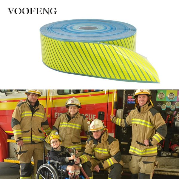 Tape Voofeng Segmented Fluo.Yellow Reflective Ther Film Film Flame Autocollant ignifuge fer On Firefighter Clothes Tshirts