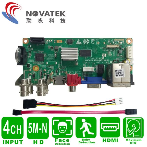 Tape XMeye 4Channel DVR Board Face Detection Dectection Video Subsingance System 6 in 1 AHD TVI CVI CVBS RECRODRE DVR HYBRID