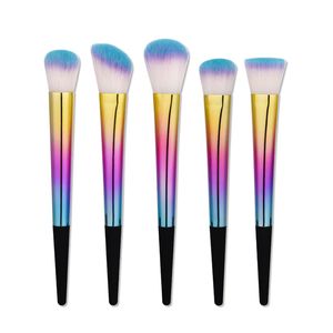 Tapered Handle Makeup Brushes 5pcs/set Dazzle Color Super Soft Fan Cosmetic Make Up Foundation Eyeshadow Lip Makup Brush Tool Kit
