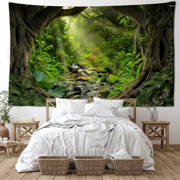 Tapisseries 1pc Nature forêt chemin tapisserie tenture murale Art salon décoration esthétique paquet d'installation gratuit