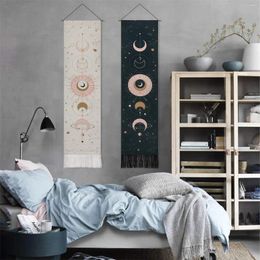 Tapestries 2 pc's witte zwarte maan mandala sterrenhemel tapijtwand hangende bohemian zigeuner tapiz hekserij astrologie