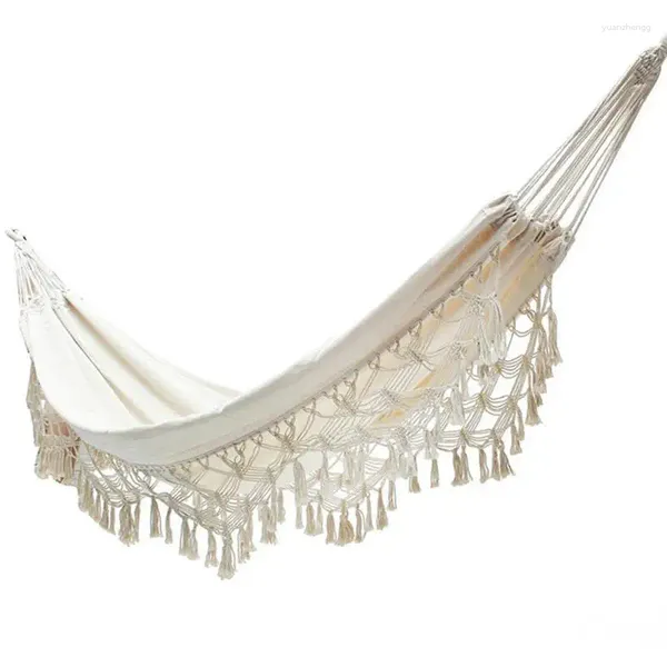 Tapices Hamaca para 2 personas Boho Macrame con flecos Silla de columpio doble para colgar en interiores