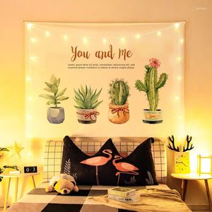 Tapestries 200x150cm Bohemia Tapestry Green Cactus Succulenten Landschap Macrame Hippie Wall Hanging Boho Decor Picnic Dekens