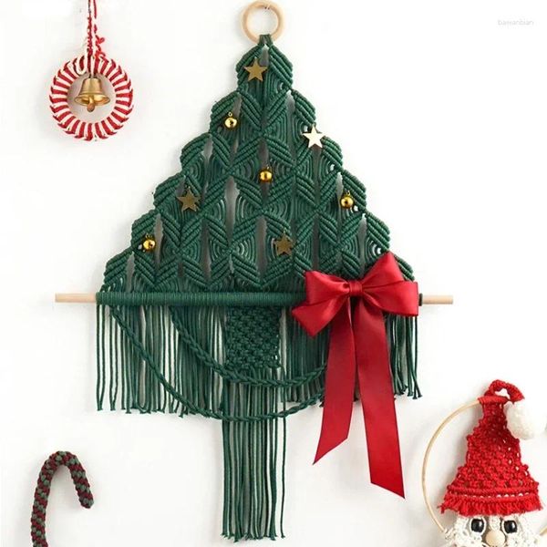 Tapices 2024 Macrame árbol de Navidad colgante de pared tapiz tejido hecho a mano Boho regalo decoración habitación niños bebé para decoración vida bohemia