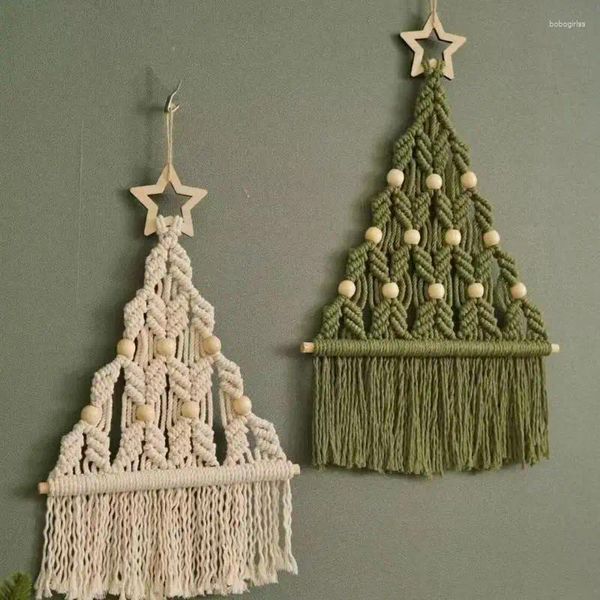 Tapisseries 2pcs boho macrame de Noël arbre art art mur de porte pelle de porte de Noël