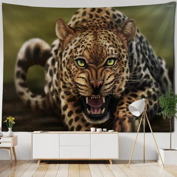 Tapisseries 3d léopard tapisserie africain animal mur suspendu home décoration yoga tapage de lit de lit serviette de serviette de plage pique-nique