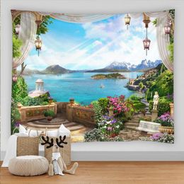 Tapestries 3d Nature Landschap Tapijt Tapestry Strand zeegezichtjes oude architectuurlandschap