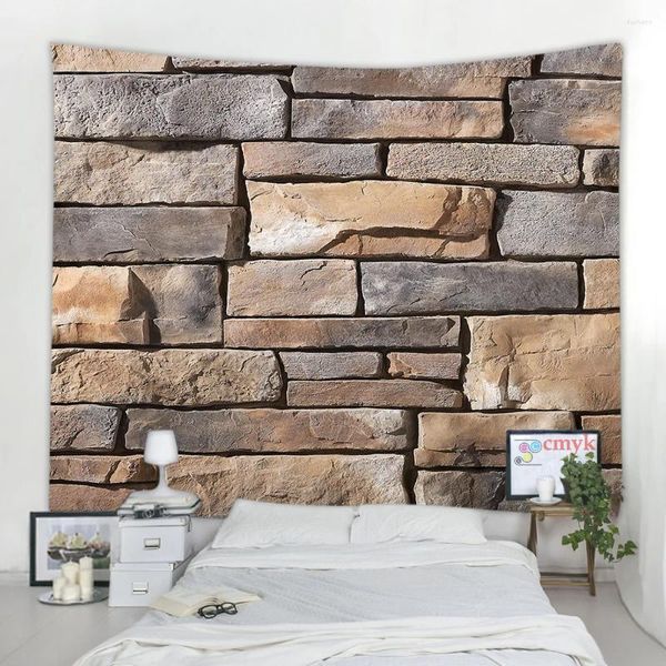 Tapices 3D Tapiz de pared de piedra de ladrillo impresa Mandala Boho Hippie Home Decoration Toalla