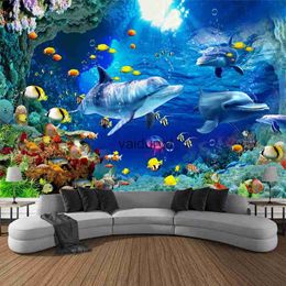 Tapices 3d estampado submarino tapiz psicodélico decoración de la habitación colgante de pared coral marino delfín hogar dibujos animados ralvaiduryd