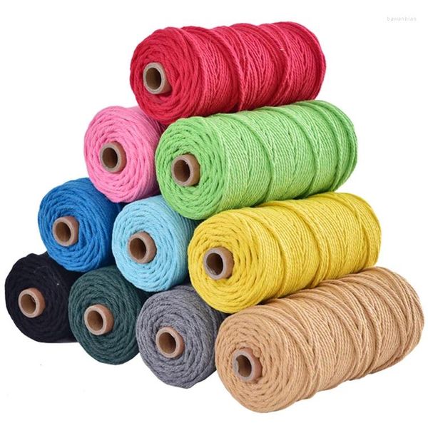 Tapisseries 3mmx100m 109yd gris fait à la main coton bohême macramé décorations bricolage tenture murale plante cintre artisanat fabrication corde à tricoter corde