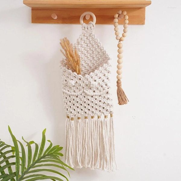 Tapices de 53 cm Tassel Macrame Tapestry Bag Tapestry Hadming Bohemio Decorativo Soporte de flores de planta colgante para la sala de estar Garden Garden