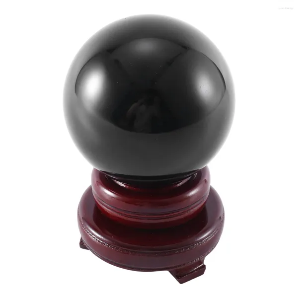 Tapisseries 80MM Sphère noire naturelle Grande boule de cristal Pierre de guérison avec base