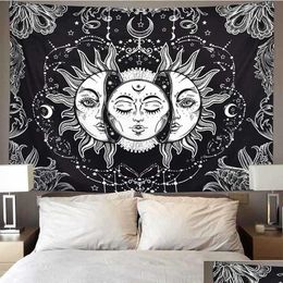 Wandtapijten 95X73Cm Mandala Wit Zwart Zon En Maan Wandtapijt Hippie Wandtapijten Hangende Gossip Dorm Decor Deken 210609 Drop Delivery H Dhniz