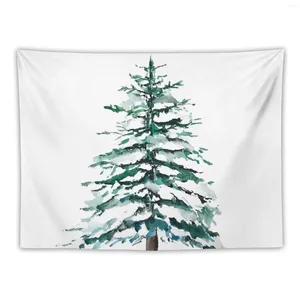 Wandtapijten Een eenzame dennenboom bedekt met sneeuw Tapijt Decoratief Muurbehang