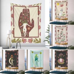 Tapisseries abstraites main porte-bonheur, décoration de maison, tapisserie artistique bohème, scène de Mandala, tenture murale pour chambre à coucher