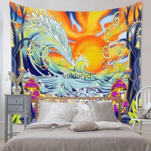 Tapestries Esthetische kleurrijke golven Zonn tapijtwand hangen grote stof boho hippie differende slaapzaal decor H240514