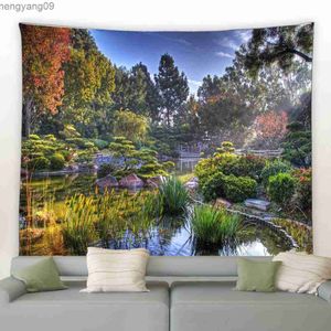 Tapisses décor de chambre esthétique tapisserie de printemps paysage de jardin décoration suspension de plantes de plante fleurie naturelle.