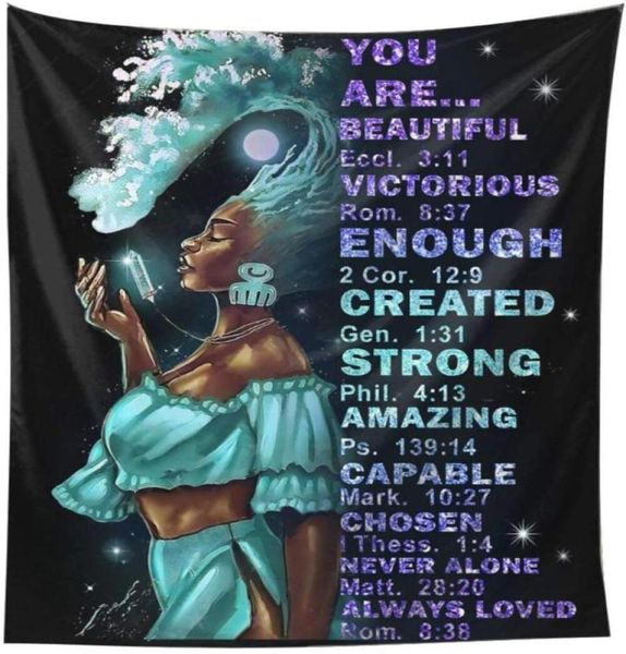 Tapices Afroamericano Black Girl Wall Tapestry Abstract Galaxy Women Hanging Art21848806350294