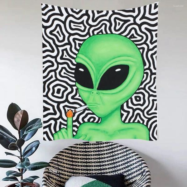 Tapisseries Alien Cigarette décoration tapisserie chambre Kawaii Hippie fond tenture murale tissu dortoir Boho