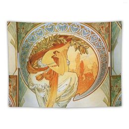 Tapisseries Alphonse Mucha vintage Tapestry Outdoor Decor Tapte pour le mur des accessoires de maison décoration