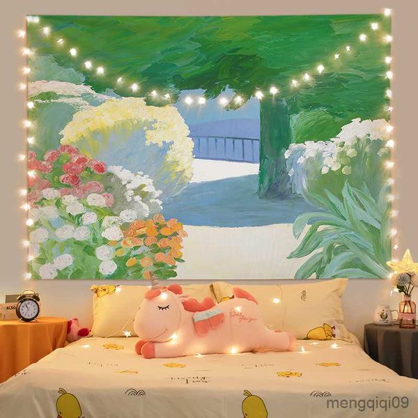 Tapisseries Anime Acute Girl Illustration Pink Room Decor Tapisserie Teen Room Decor Posters and Prints Garden Posters for Outside R230710